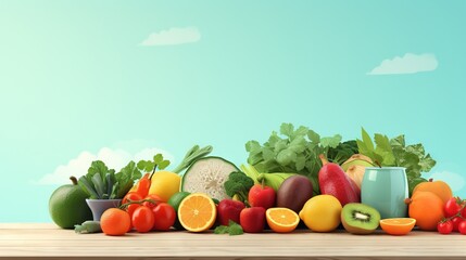  a table topped with lots of different types of fruits and vegetables.  generative ai