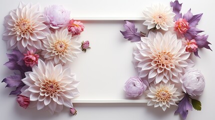  a picture frame with flowers on it and a white background.  generative ai