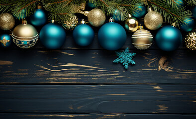 christmas decoration on wooden background