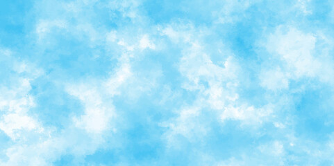 fresh and shiny Cloudy sky background with beautiful natural landscapes, Sky clouds with brush painted blue watercolor texture, watercolor background with clouds.