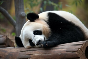 Panda bear snoozing. Generative AI