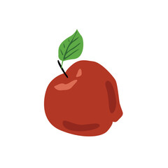red apple with leaf