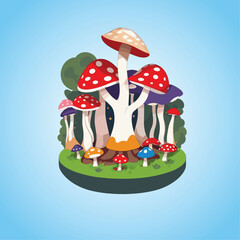 Mushroom vector illustration custom pattern colorful design