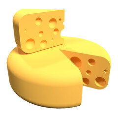 Cheese icon. 3D render of a cheese. Cheese concept. 3D rendering