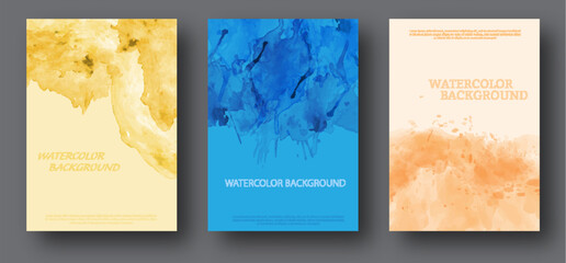 Colorful watercolor background. A set of layouts for covers, posters, flyers, posters and creative creative design