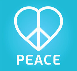 International Day of Non-Violence icon. Vector illustration of peace symbol, heart shape, blue and white colors. Humanity, love, equality, respect, human rights