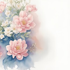 Abstract colorful flowers watercolor background.