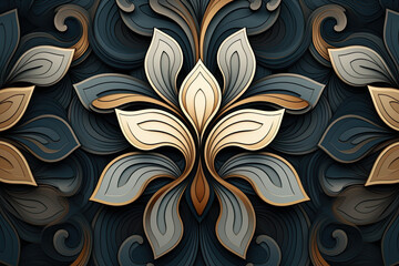 An elegant metallic background with flower patterns for wallpaper