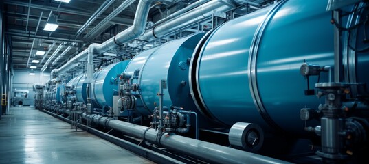 Pressure pipe system. Energy gas pipeline transport process. Generative AI technology. - obrazy, fototapety, plakaty