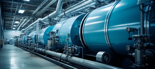 Fotobehang Pressure pipe system. Energy gas pipeline transport process. Generative AI technology. © Hero Design