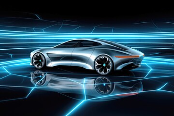 A futuristic car with a fractal geometric shape.