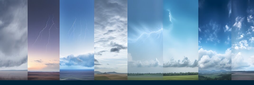Photos of sky during different weather collage