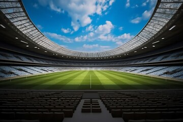 empty stadium of sport events without people. generative ai.