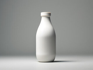 Milk bottle mock up isolated on light grey background 