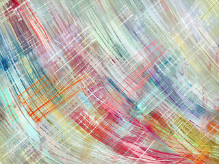 Abstract painting on canvas, with bright pastel accents hand-drawn artwork in a modern style. Contemporary art in oil paint strokes
