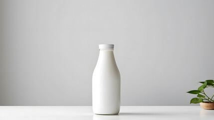 Milk bottle mock up isolated on light grey background 