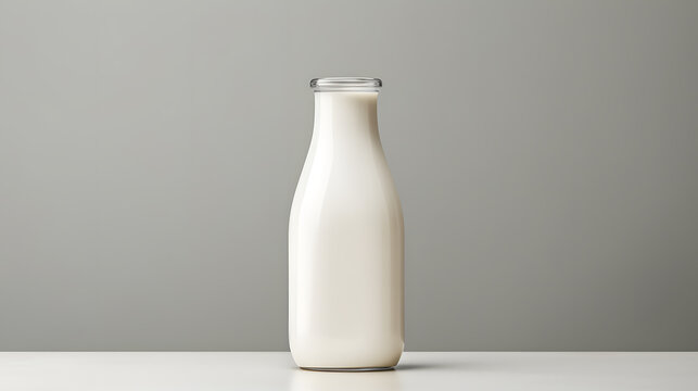 Milk bottle mock up isolated on light grey background 