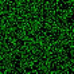 Square pixel grass seamless pattern. Green farm, lane or earth game surface texture. Pixelart computer background with dithering. Vector illustration in retro style.