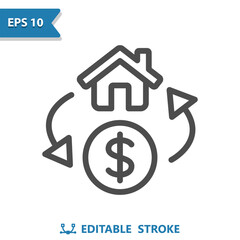 Real Estate Icon. House, Home, Flip, Flipping, Price, Dollar, Housing Market