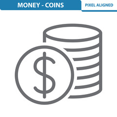 Coins Icon. Coin, Dollar, Cent