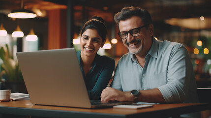 Mid-Aged Indian Manager Mentoring Worker in Office