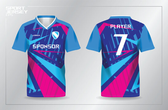abstract blue and pink sport uniform for  jersey mockup template