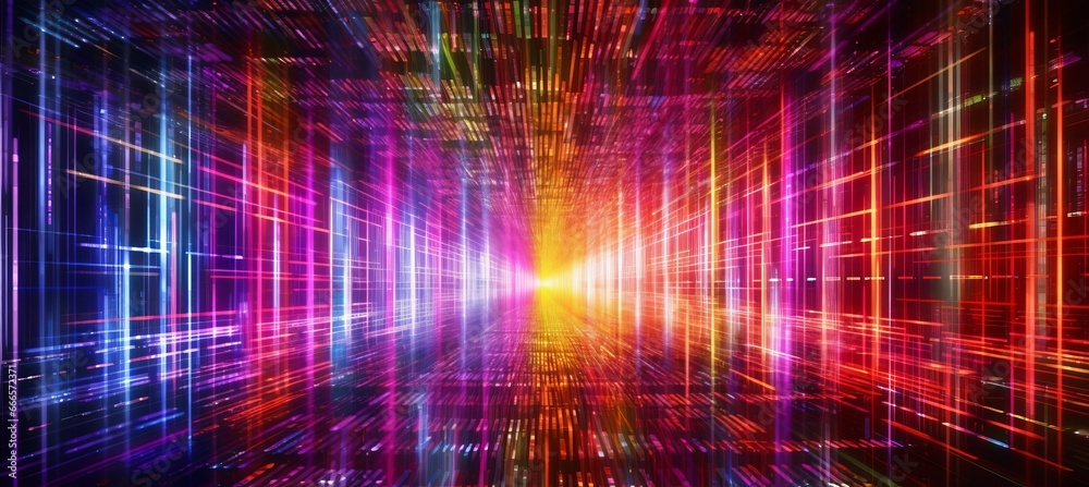 Poster colorful digital dimension technology background. generative ai technology.