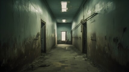 old abandoned building corridor 