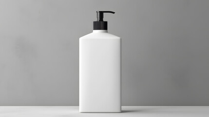 White empty cosmetic liquid dispenser bottle of soap, lotion, shampoo or shower gel mock up isolated in modern bathroom interior