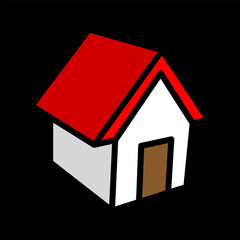 simple outline house, white background, vector illustration 