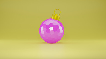 3d rendering of a Christmas toy. A toy for a Christmas tree, shifted to the side, to accommodate additional images or texts.