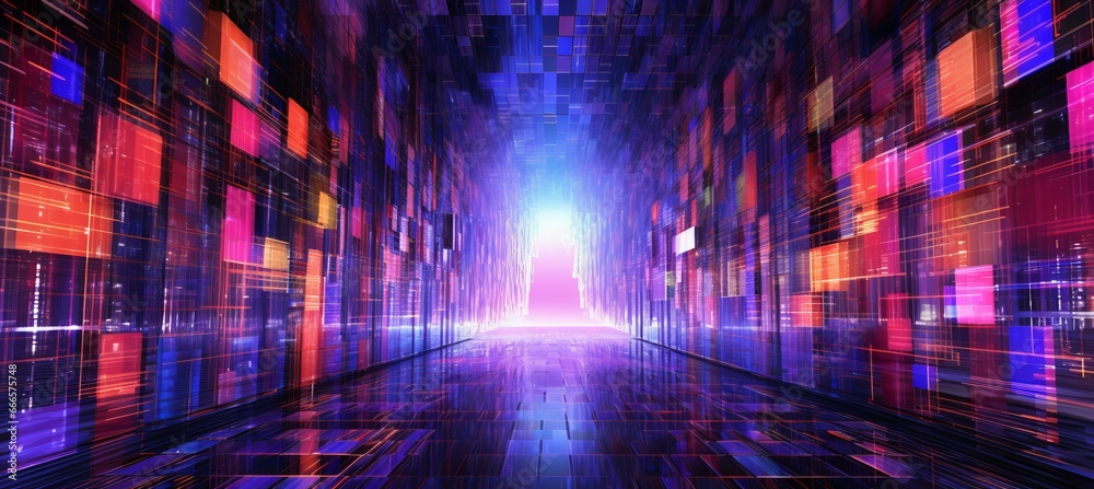 Poster Virtual network space technology background. Generative AI technology.