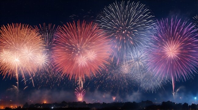 Golden firework. fireworks pyrotechnics on dark night. fireworks images