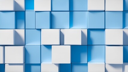 Light White And Blue Blocks Wall Background. Abstract Background Design