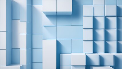 Light White And Blue Blocks Wall Background. Abstract Background Design