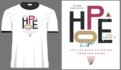 Hope positive typography vector design with multicolor wavy texture for fashion print and graphic 