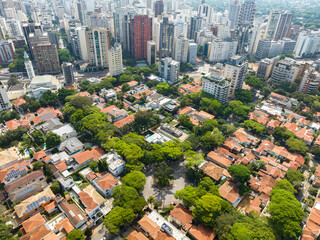 Vista aérea da região do Itaim Bibi em São Paulo. 