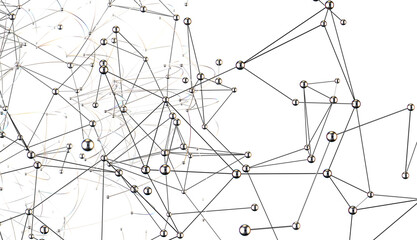Multi color connected lines and dots network 3d illustration