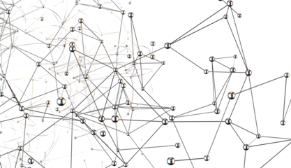 Multi color connected lines and dots network 3d illustration