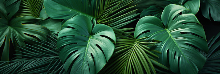 Green palm leaf background - obrazy, fototapety, plakaty
