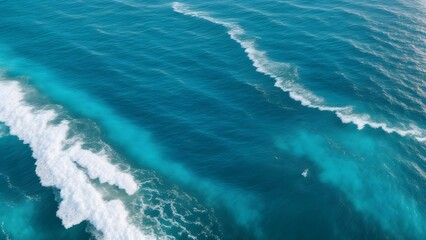 Fototapeta na wymiar Blue sea wave. Top view of blue sea with calm waves.