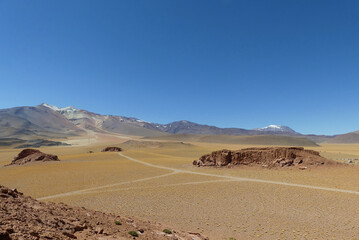Fototapeta na wymiar Volcanic rock formation at the Atacama desert, Andes.