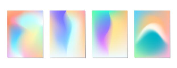 Naklejka premium SET SOFT PASTEL GRADIENT MESH FLUID BLURRED COLOR . POSTER BACKGORUND DESIGN WITH COPY SPACE AREA VECTOR TEMPLATE GOOD FOR POSTER, WALLPAPER, COVER, FRAME, FLYER, SOCIAL MEDIA 