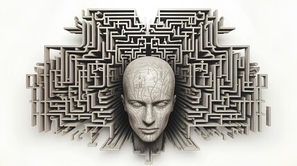 The subconscious mind as a maze and puzzle, the concept of psychology and mental health, the nature of the mind and the mysteries of the inner world.