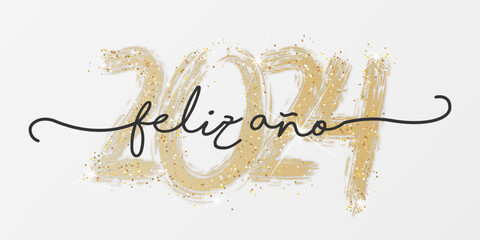 2024 - feliz año nuevo	 - obrazy, fototapety, plakaty