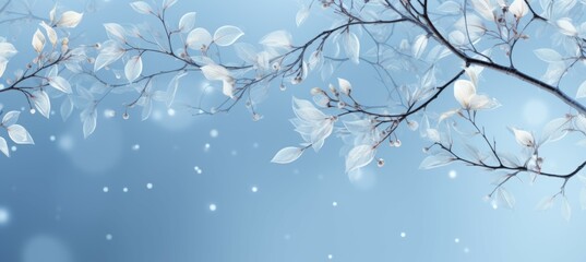Winter leaves background. Copy space for text and advert. Generative AI technology.	
