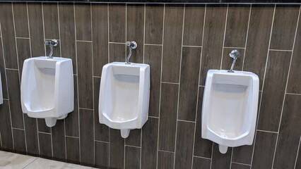 White urinal in public toilet.
