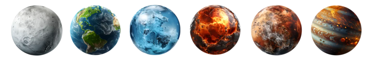 Foto op Canvas Set of realistic planets isolated on transparent background. Generative AI © MDNANNU
