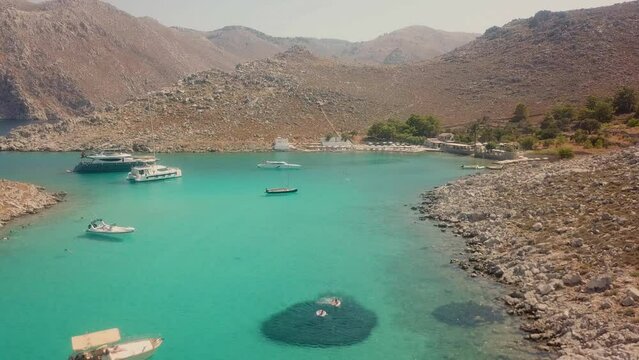 symi island houses drone footage