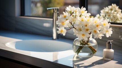 A prestigious and elegant washbasin for a hotel or home. Interior Design.